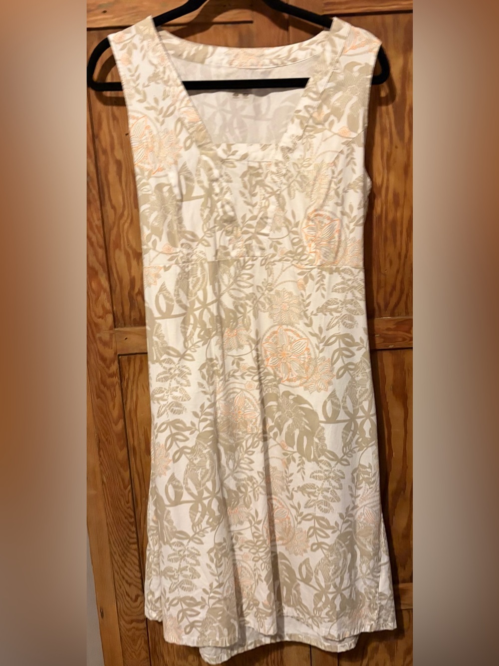 Columbia Sleeveless A-Line Dress. Cream/Beige Floral. Large. Cotton blend. VGUC.